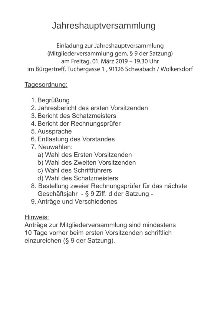 JHV Einladung 2019